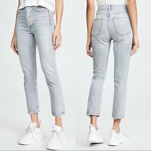 AGOLDE Riley High Rise Straight Crop Denim Jeans in Vanished Size 30